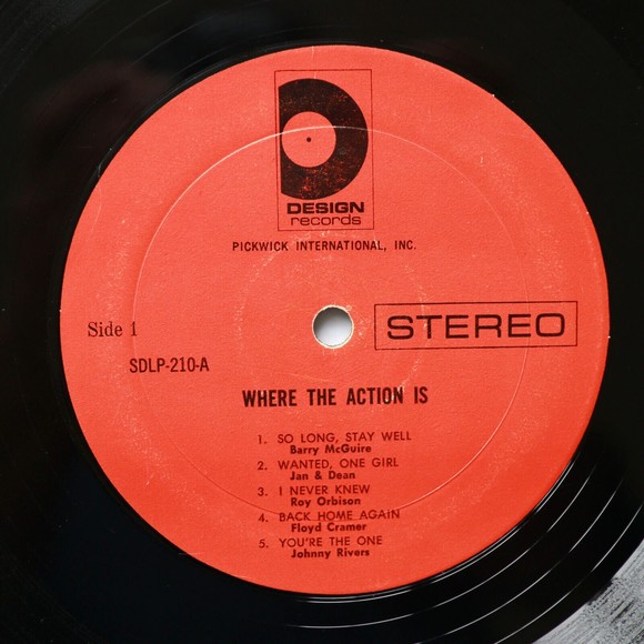 Where The Action Is! 1965 Design Records Vinyl LP Various 12" Vinyl LP SDLP-210 - Picture 4 of 12